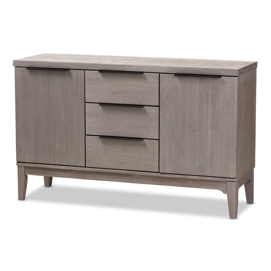 Nash Rustic Platinum Wood Sideboard Buffet with 3 Storage Drawers and Display Space