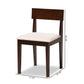 Camilla Dining Chair Set Mid-Century Modern Cream Fabric and Dark Brown Finished Wood 2-Piece