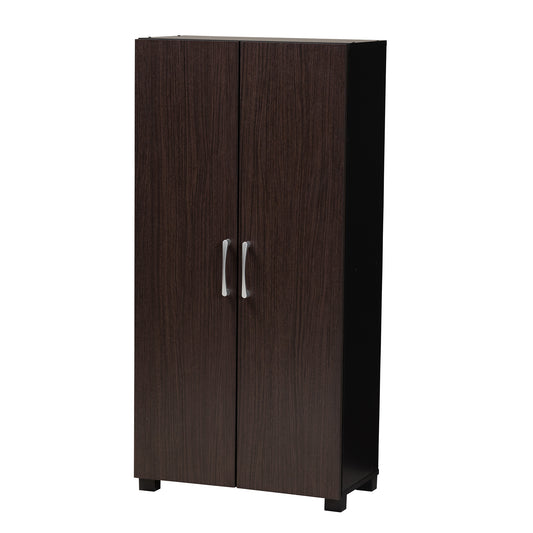 Marine Two-Tone Wenge and Black Wood Entryway Shoe Storage Cabinet Modern 2-Door Design for Stylish Organization