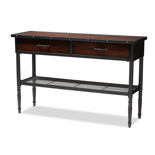 Jana Vintage Industrial Dining Room Server Walnut-Finished Wood with 2 Drawers for Stylish Storage and Organization