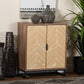 Josephine Storage Cabinet - Mid-Century Modern Design with Two-Tone Walnut and Natural Brown Wood, Black Metal Accents, and 2 Doors for Organization