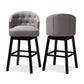 Theron Bar Stool Set of 2 Gray Fabric Upholstered Wood Transitional