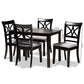 Clarke Dining Set Modern and Contemporary Grey Fabric Upholstered Espresso Brown Finished Wood 5-Piece