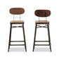 Varek Bar Stool Set Vintage Rustic Industrial Style Bamboo and Rust-Finished Steel Stackable Design for Space-Saving Convenience