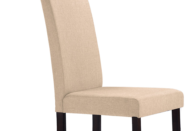 Andrew Dining Chair Contemporary Espresso Wood Beige Fabric Set of 4