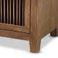 Clement Rustic Transitional End Table Medium Oak Finished Wood with 2 Drawers and Spindle Design