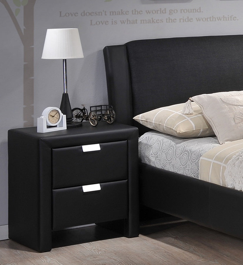 Frey Nightstand - Black Upholstered Modern Design