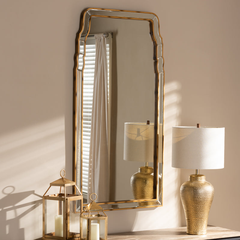 Alice Accent Wall Mirror in Modern Queen Anne Style with Antique Gold Finish