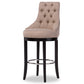 Harmony Bar Stool - Modern Beige Fabric Upholstered Design with Button-Tufting and Metal Footrest