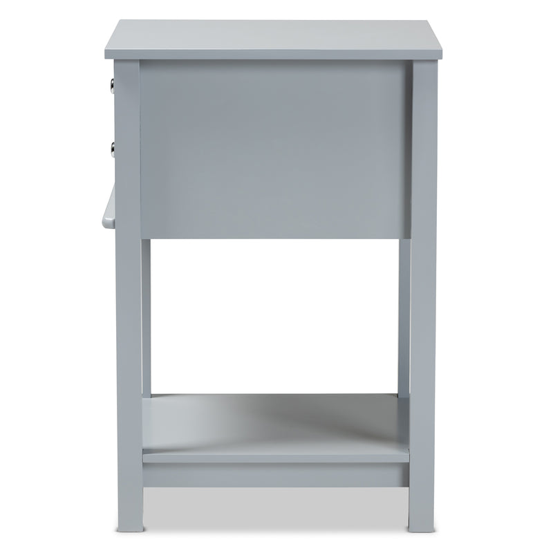 Willow End Table Modern Transitional Light Grey Finished 2-Drawer Wood