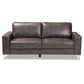 Rayan Loveseat Modern Grey Faux Leather Upholstered with Silver Finished Metal Frame for Stylish Living Room Seating