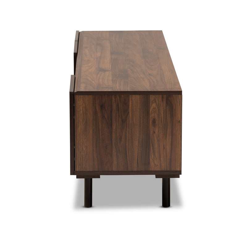 Berit Mid-Century Modern TV Stand in Walnut Brown Wood with Storage and Stylish Design