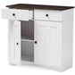 Lauren Buffet Kitchen Cabinet Modern and Contemporary Two-tone White and Dark Brown with Two Doors and Two Drawers