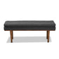 Arne Bench Mid-Century Modern Dark Grey Fabric Upholstered Walnut Finished