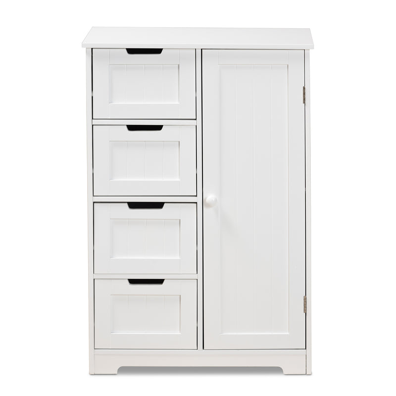 Bauer Bathroom Storage Cabinet Modern White Finished Wood 4-Drawer Organizer for Stylish Home Décor