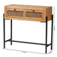 Santino Console Table Modern Industrial Design Natural Brown Wood Black Metal 2 Drawers for Storage and Style