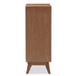 Calypso Mid-Century Modern Shoe Cabinet with White and Walnut Wood Storage