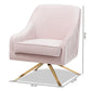 Amaya Luxe Lounge Chair Glamour Light Pink Velvet Upholstered with Gold Base Elegant Accent Chair for Living Room or Bedroom Decor