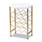 Phoebe Modern Wine Rack with Gold Finished Metal and Faux Marble Tabletop