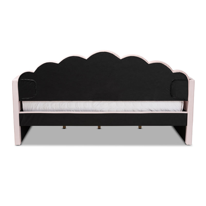 Timila Daybed - Modern and Contemporary Light Pink Velvet Fabric Upholstered