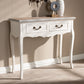 Capucine Console Table Antique French Country Cottage Style Two-Tone Whitewashed Oak and White Wood 2-Drawer Design