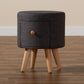 Rocco Ottoman Stool - Modern Dark Grey Fabric Upholstered with Oak Brown Wood and 1 Storage Drawer