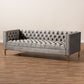 Zanetta Glam Gray Velvet Sofa with Luxe Gold Finish