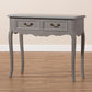 Capucine Console Table Antique French Country Style Gray Wood 2-Drawer Design for Living Room or Entryway Storage