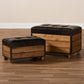 Marelli Rustic Dark Brown Faux Leather Ottoman Set 2-Piece Wood Storage Trunk for Stylish Home Organization and Seating