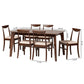 Delphina 7-Piece Dining Set Mid-Century Modern Cream Fabric Chairs with Dark Brown Wood Table Stylish Elegant Dining Room Furniture