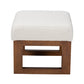 Yashiya Ottoman Mid-Century Modern Off-White Boucle Upholstered Walnut Brown Finished Wood Footstool