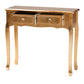 Newton Console Table Classic and Traditional Gold Finished Wood 2-Drawer