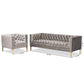 Zanetta Sofa Set Glam and Luxe Gray Velvet Upholstered Gold Finished 2-Piece Lounge Chair