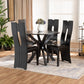 Cian Dining Set Modern 5-Piece Collection with Dark Brown Faux Leather Upholstery and Finished Wood