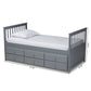 Trine Twin Size Daybed with Trundle Classic Grey Finished Wood Design for Versatile Sleeping and Seating Solutions