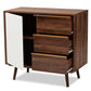 Grover Sideboard Mid-Century Modern Two-Tone Cherry Brown and White Wood 1-Door Buffet for Stylish Storage and Display