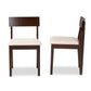 Camilla Dining Chair Set Mid-Century Modern Cream Fabric and Dark Brown Finished Wood 2-Piece