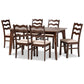 Amara Dining Set Mid-Century Modern 7-Piece Cream Fabric and Dark Brown Wood Collection for Stylish Dining Rooms