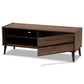 Suli Mid-Century Modern TV Stand Walnut Brown Wood with Storage and Stylish Design