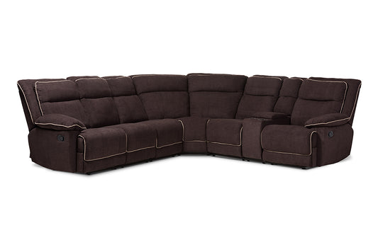 Sabella Sectional Sofa Modern and Contemporary Chocolate Brown Fabric Upholstered 7-Piece Reclining