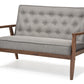 Sorrento Mid-century Retro Modern Grey Fabric Upholstered Wooden 2-seater Loveseat