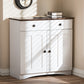 Lauren Buffet Kitchen Cabinet Modern and Contemporary Two-tone White and Dark Brown with Two Doors and Two Drawers