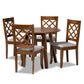 Adara 5-Piece Dining Set Modern Grey Fabric Upholstered Chairs with Walnut Brown Finished Wood Table