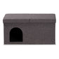 Faber Cat Litter Box Cover Modern Dark Grey Fabric Upholstered with Wood Design for Stylish Pet Housing