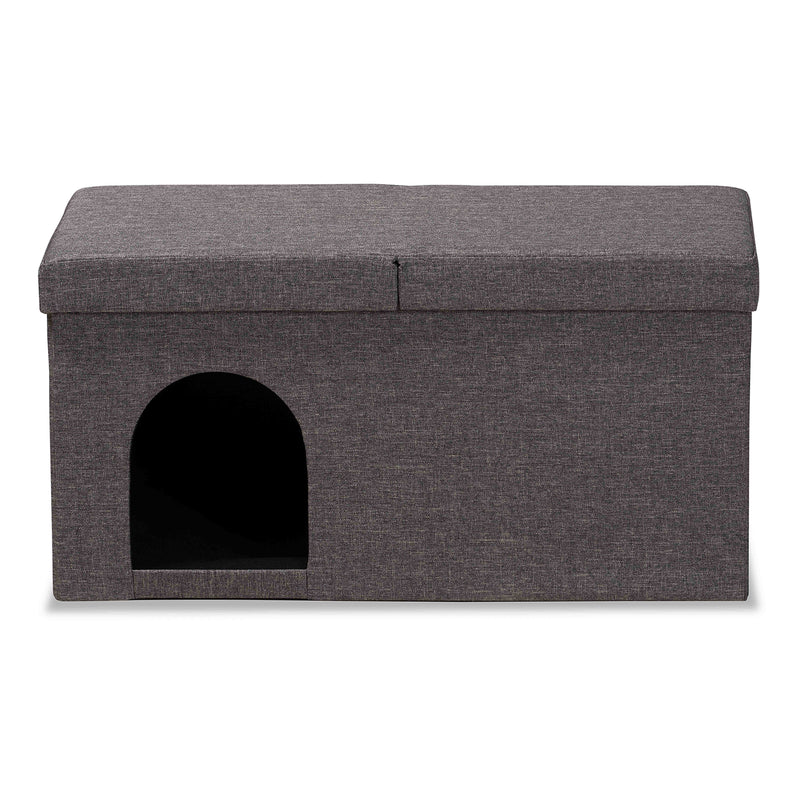 Faber Cat Litter Box Cover Modern Dark Grey Fabric Upholstered with Wood Design for Stylish Pet Housing