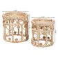 Bowie Rattan Nesting End Table Set - Modern Bohemian Style, Natural Brown Finish, 2-Piece Design for Living Room or Bedroom