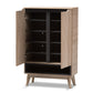 Fella Shoe Cabinet - Mid-Century Modern Two-Tone Oak and Grey Storage Solution for Entryway and Hallway Organization