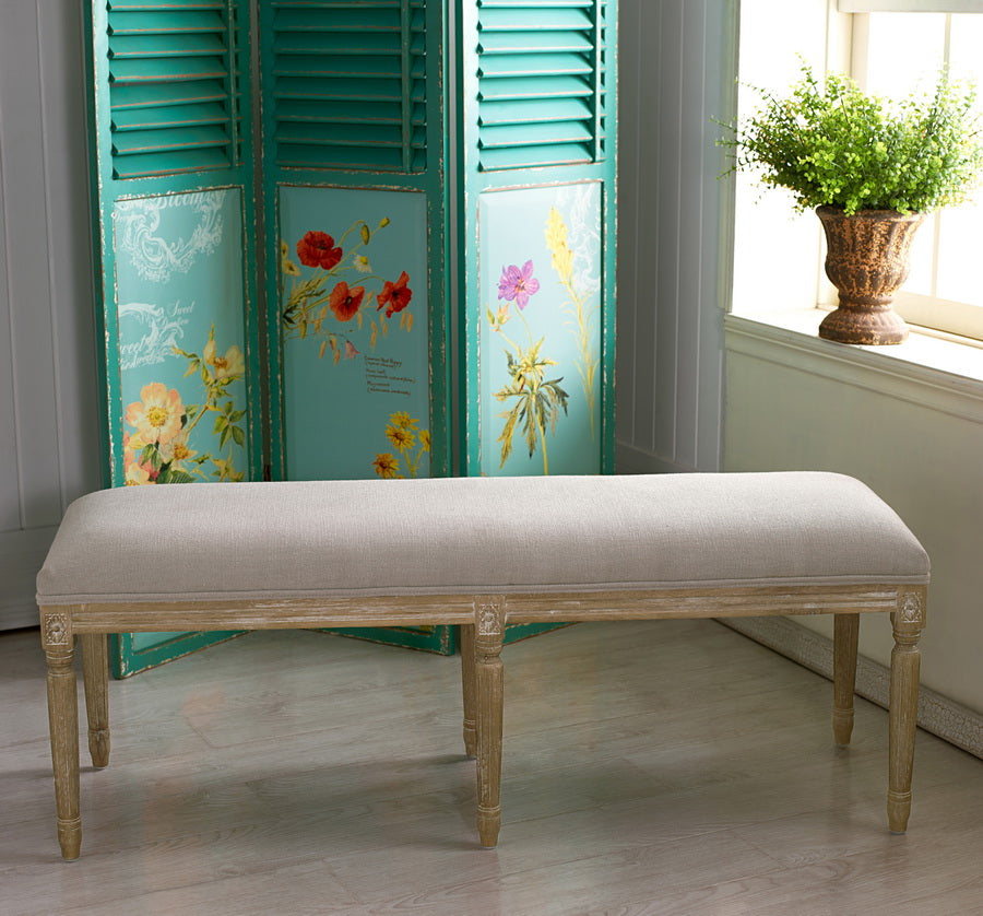 Clairette Wood Traditional French Garden Bench - Elegant Outdoor Seating for Patios and Gardens, Classic Design, Durable Build