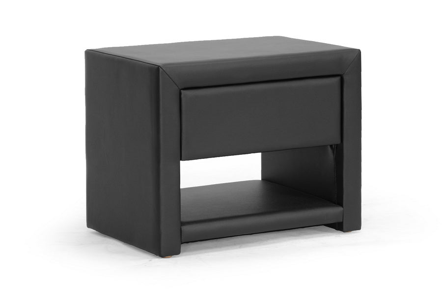 Massey Nightstand - Black Upholstered Modern Design