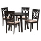 Louisa Dining Set Modern 5-Piece Collection with Beige Upholstery and Dark Brown Wood for Stylish Dining Rooms